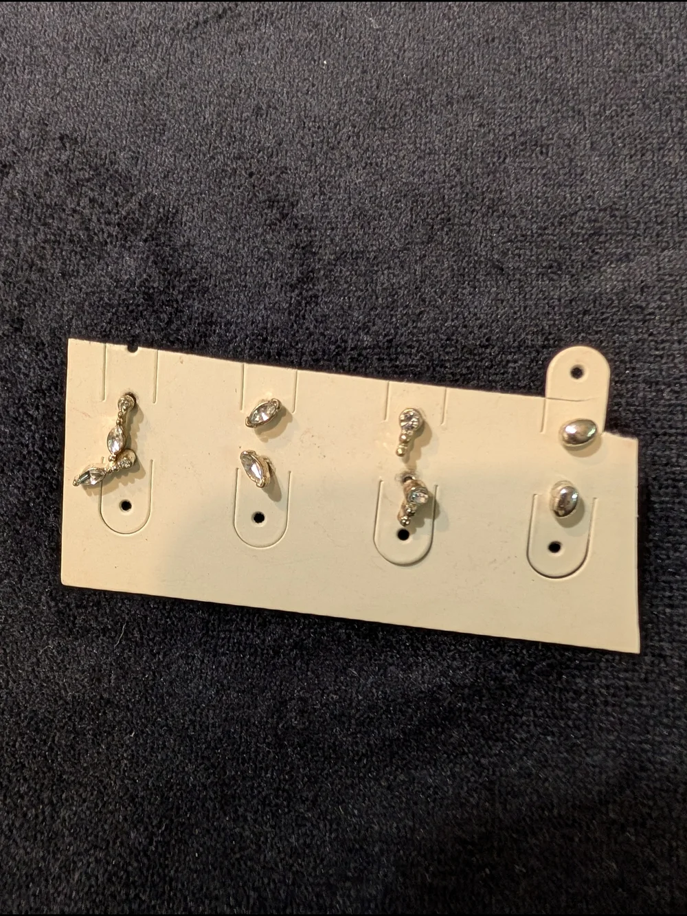 Silver Tone Oval Stud Earrings Lot Metal No Stone 4 Sets Butterfly Back Lobe